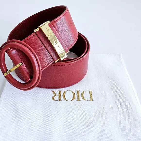 Dior Red Vintage Lambskin Belt